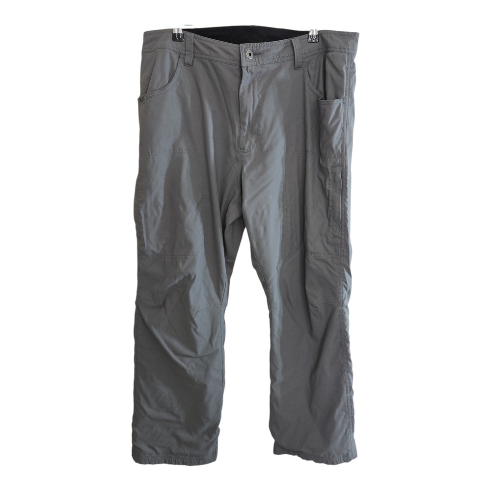 Eddie Bauer Men Gray Nylon Fleece Lined Cargo Hiking Pants Size 36 x 30